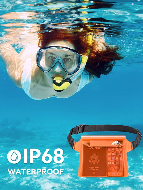 HEETA Waterproof Pouch with Waist Strap - 2/3/4 Pack Screen Touchable Dry Bag for Kayaking, Swimming, Beach