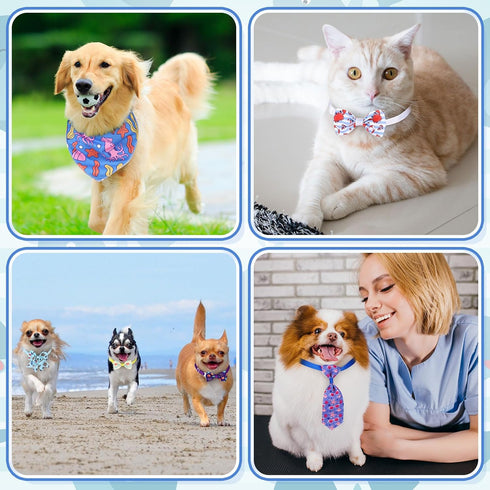 120 Set Summer Reginary Pcs Ocean Animals Dog Bandanas Bulk Dog Bows Bow Ties Cat Scarf Colorful Washable Triangle Pet