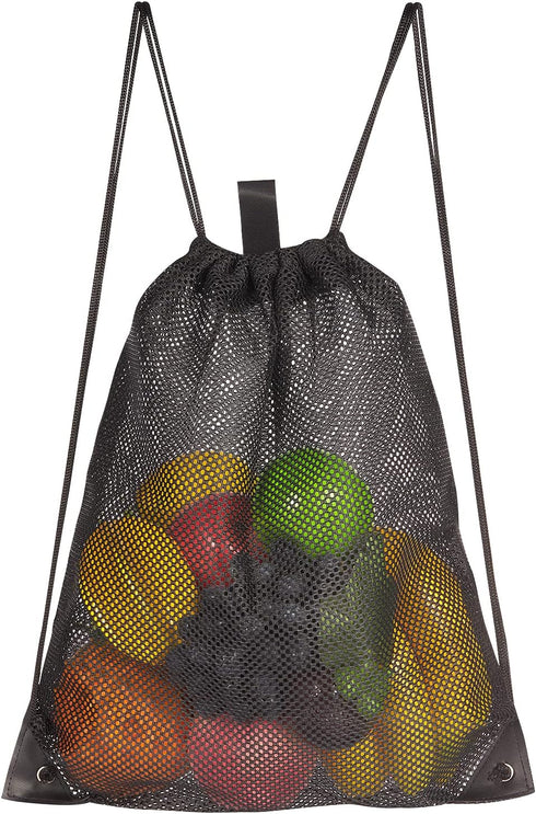HAOGUAGUA 2-PACK Mesh Drawstring Bag, Mesh String Bag for Gym Laundry, Seashell and Beach Finds, Mushroom Hunting Bag