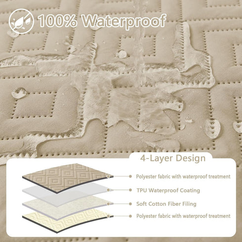 hyha Waterproof Dog Blanket, Soft Pet Bed Cover, Reversible Washable Sofa Couch Cover for Dogs (82x82 Inch, Taupe/Beige)