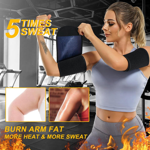 Wonderience Arm Trimmers for Women - Pair Sauna Sweat Arm Shaper Bands, Adjustable Toner Sleeves for Workout