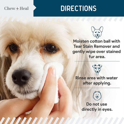 Tear Stain Remover for Dogs and Cats - 4 oz Solution to Dissolve Eye Buildup, Reduces Staining with Aloe Vera