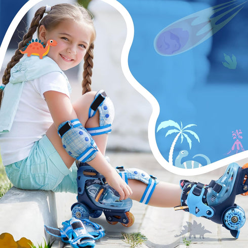 SULIFEEL Adjustable Roller Skates for Girls Boys Kids,Fun Illuminating Light Up Flash Wheels Three-Point Type Balance
