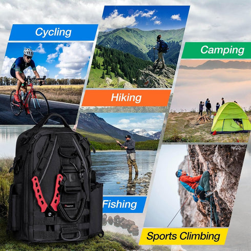 Piscifun Fishing Tackle Backpack with Rod & Gear Holder, Lightweight Water-Resistant Storage Bag