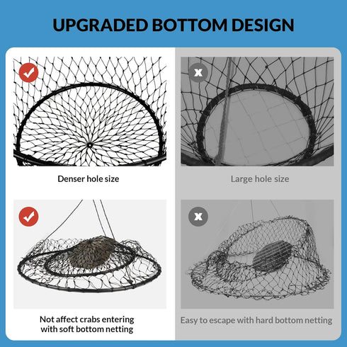 30" 4.4/9.5lb, 36 QualyQualy Crab Ring Trap, Heavy Duty Crab Nets Crab Net for Crabbing Pier with Fishing Buoy & Tarred