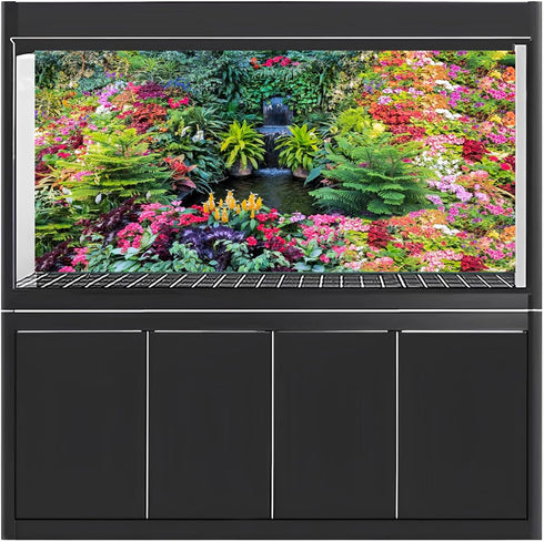 AWERT 48x18 inches Spring Floral Terrarium Background, Colorful Flowers and Leaves Nature Scenery Vinyl Background