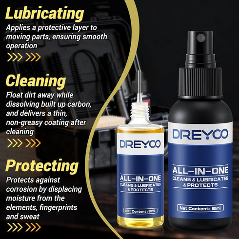 50pcs (1 oz. 2 oz. Gun Oil Cleaner and Lubricant with Cleaning Patches, Airsoft Cleaning Oil Lube, CLP Gun Lubrication