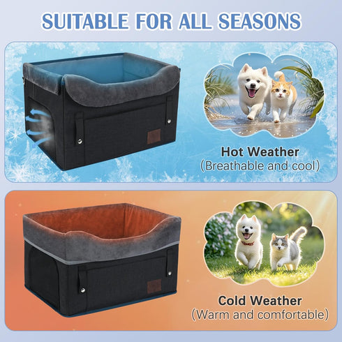 2 Count 25lbs-Black PetsHome Dog Car Seat for Small Dogs, Detachable Washable Dog Booster Car Seat with Storage Pocket