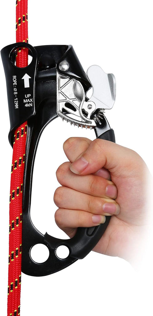 WILDKEN Climbing Hand Ascender for Outdoor Mountaineering, Rappelling Equip for 8-12MM Rope, Left Right Hand