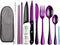 Portable Travel Utensils Set, Reusable Stainless Steel Flatware with Case for Camping, School, and Picnic