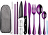 Portable Travel Utensils Set, Reusable Stainless Steel Flatware with Case for Camping, School, and Picnic