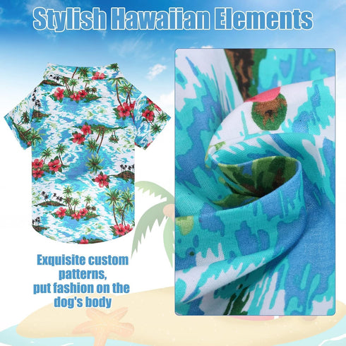 EXPAWLORER Dog Hawaiian Shirt - Breathable Polo T-Shirts with Floral Pattern for Small Medium Large Dogs