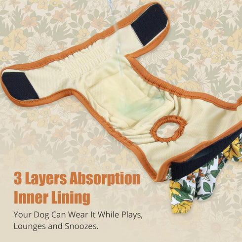 (3 Pack) Langsprit Washable Female Dog Diapers - Reusable Dog Diapers for Female Dogs - Highly Absorbent Dog Dresses