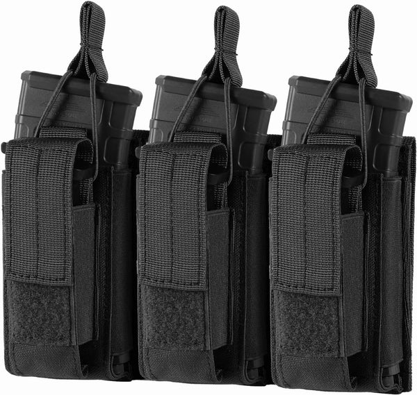 FRTKK Molle Mag Pouch - Open Top Single/Double/Triple Magazine Holder for M4 M16 AK AR Glock M1911 92F 9mm