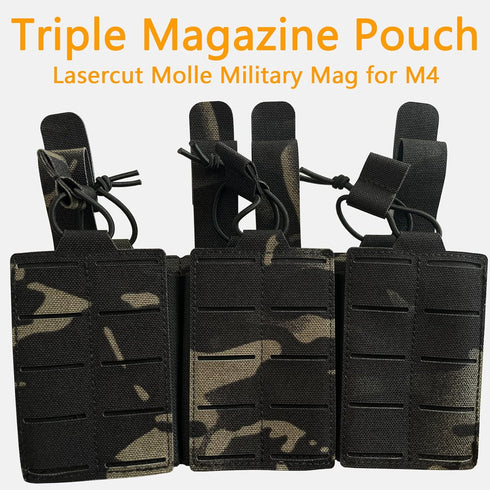 Tactical Mag Pouch for Magazine Holster, Open Top Molle Triple Mag Pouch for Tactical Bag Accessories