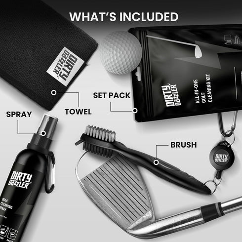 Golf Club Cleaning Kit - Includes Groove Cleaner Tool, Golf Club Cleaner Brush, Towel, and Spray