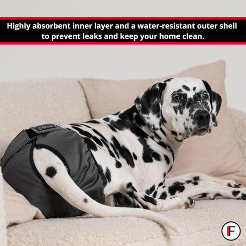 FINNERO Brenda Reusable Dog Diaper, Leak-Proof, Adjustable, Heat & Incontinence Protection, XL Camo