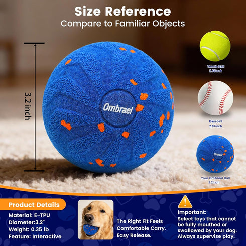 Ombrael Smart Interactive Dog Toys-Ball, Automatic Moving Bouncing Spinning, Washable Chew-Resistant to Keep Them Busy