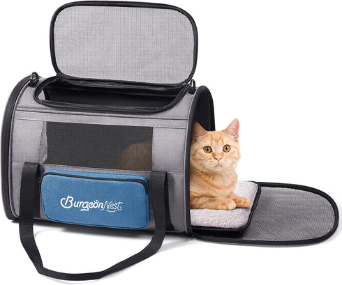 BurgeonNest Cat Carrier, Airline Approved Dog Carrier, Soft Sided Cat Pet Carrier