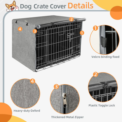 Dog Crate Cover, Fits 24 Inch Dog Crate, Double Door Polyester Cover for Indoor Outdoor Protection