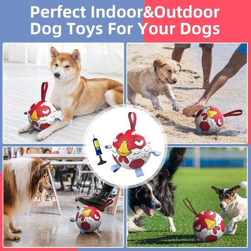 Dog Toys Soccer Ball with Straps, Durable Outdoor Toy for Small Medium Dogs, Puppy Birthday Gifts (6 Inch)