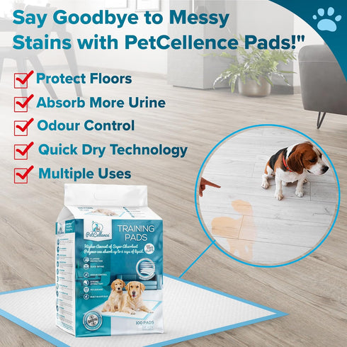 100 Count 24" 24" Large Puppy Pads - x Pee Pads for Dogs with Adhesive Sticky Tapes, Ultra Absorbent Dog Pads, Perfect