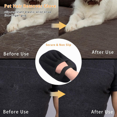KVEXLIM 2-Piece Pet Hair Removal & Grooming Kit: Static Hair Remover Glove for Furniture, Carpet, Couch + Gentle Pet