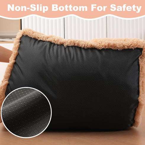 Bedfolks Waterproof Dog Crate Bed, Plush with Removable Washable Cover, Faux Fur for Extra Large Dogs, 41"x27", Solid