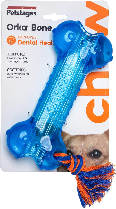 Petstages Orka Bone Royal Blue Treat-Dispensing Dog Chew Toy