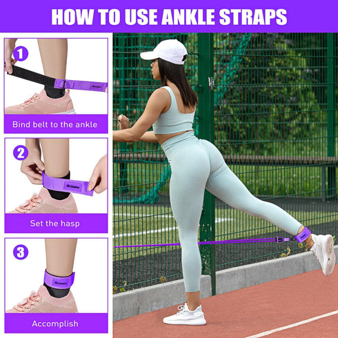 Resistance Bands with Handles, Exercise Bands for Women, Workout Equipment for Home Gym, Training Bands with Door Anchor