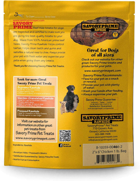 Savory Prime Rawhide Chips Chicken, 1-Pound (046)