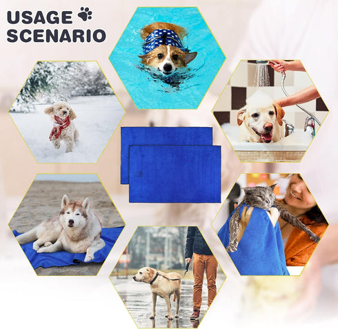 Chumia 4 Pack Dog Towels for Drying, Large Microfiber Grooming Towels with Embroidered Paw for Bathing