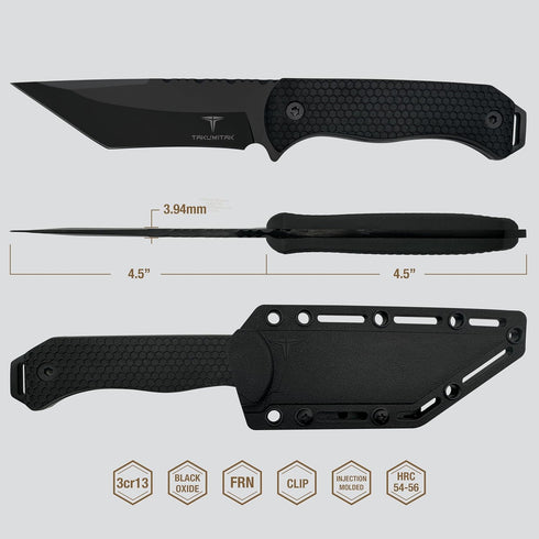Hunting Survival Knife - 9" Full Tang Fixed Blade with Extra FRN Handle Scales and MOLLE Clip