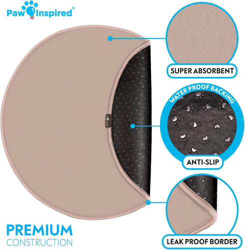 (2 Pack), (36 Inch, Pack 2) Paw Inspired Round Washable Pee Pads for Dogs Reusable Puppy Pads for Potty Training