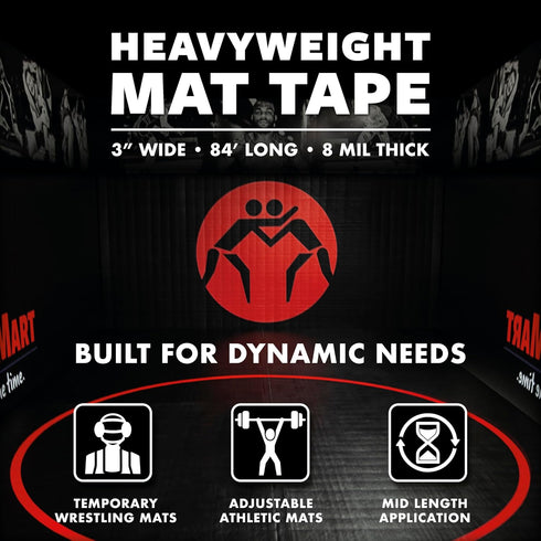 WrestlingMart 3" 8mil 84' (1 Heavyweight Wrestling Mat Tape - Durable Wide, Thick Clear Vinyl Wrestling Tape for Mats