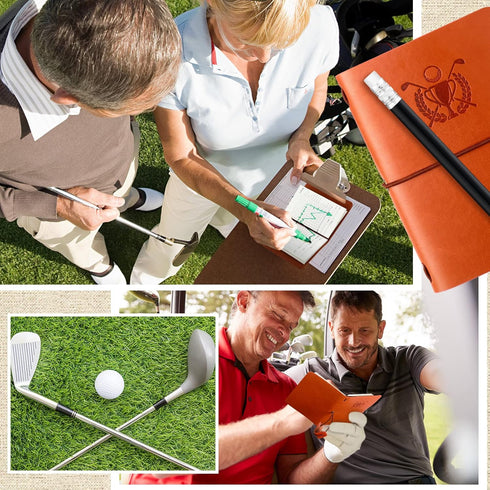 Yexiya Golf Scorecard Book with Pencil - Leather Golf Journal Pocket Log Book for Men Golfers