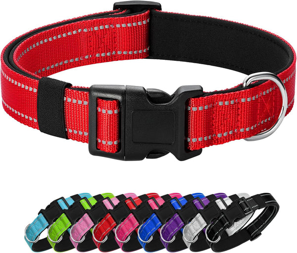 Reflective Dog Collar, Padded Soft Neoprene, Quick Release Basic Collars for Small Dogs, Red for Girl or Boy