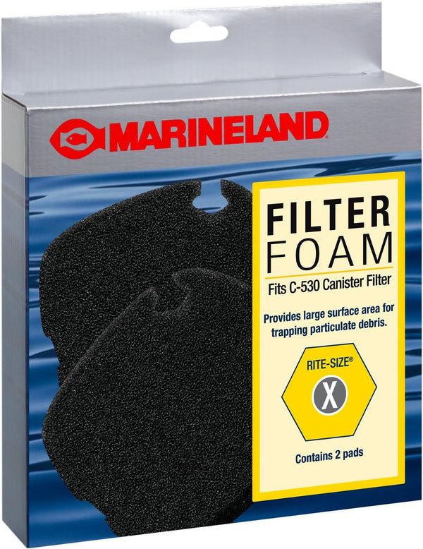 Marineland Filter Foam, Rite-Size X, 2 Count, Supports Biological and Mechanical Aquarium Filtration, Blacks & Gray
