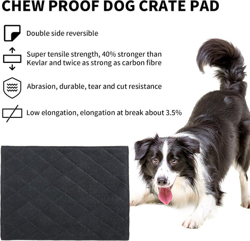 22"x35" HOMBYS Chew Proof Dog Crate Pad Mat, Indestructible Kennel Pad for Aggressive Chewers, Durable and Water