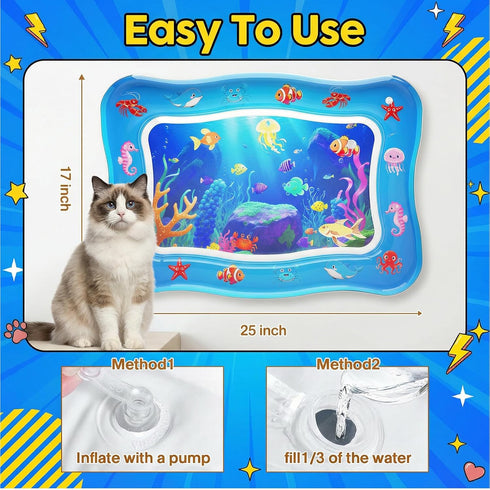 Aoioploa 0.7mm Cat Water Mat - Interactive Cat Toys Upgraded Thickened PVC Cooling & Heating Water Bed with Floating