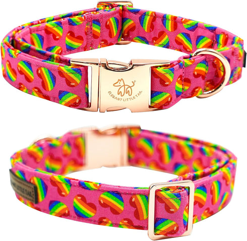 Elegant Little Tail Dog Collar, Rainbow Pet Collar for LGBT Pride Month, Adjustable Collar for Large Dogs