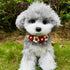 Handmade Dog Costume - Red and White Floral Design Wedding and Birthday Bandana, Cute Collars for Medium Small Cats