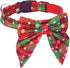 ADOGGYGO Christmas Dog Collar with Bow, Adjustable Cotton Red Bowtie for Small Medium Large Dogs (Medium, Xmas)