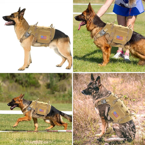 Forestpaw Tactical Dog Harness for Small Sized Dogs, No Pull Military Vest with Handle and Pockets (Brown, S)