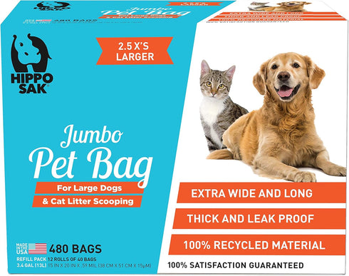Hippo Sak Extra Large Pet Poop Bags for Large Dogs and Cat