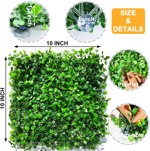 2 PCS Hermit Crab Climbing Toys, 10 x 10 Inch Faux Grass Mat for Aquarium Plants and Small Animals