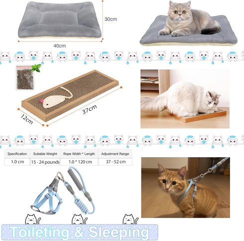 AURIXUS 39PCS 6 23-Piece Set, Kitten Starter Kit, Ideal for Cats Under Months, Cat Supplies, Featuring Toy Bed