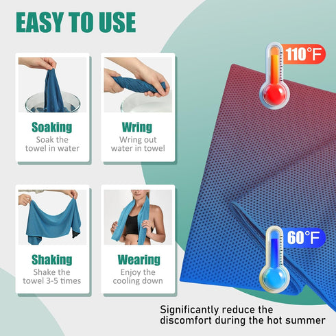Haoteey Pack 30, 40"*12" Cooling Towels of Neck Cool Towel Bulk, Cold Towels for Neck and Face, Cooling Rags Sports
