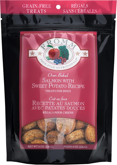Fromm Four-Star Nutritionals Salmon with Sweet Potato Dog Treats, Premium Oven Baked Snacks, 8 oz