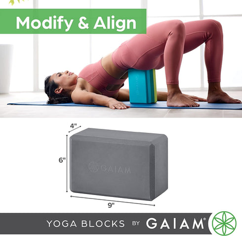 Gaiam Yoga Block - Supportive Latex-Free Eva Foam with Soft Non-Slip Surface for Yoga, Pilates, Meditation Accessories